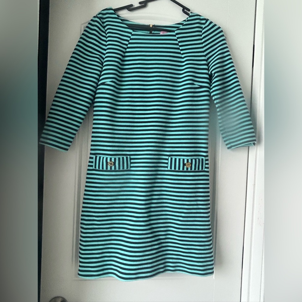 Lilly Pulitzer Teal and Navy Charlene dress size M